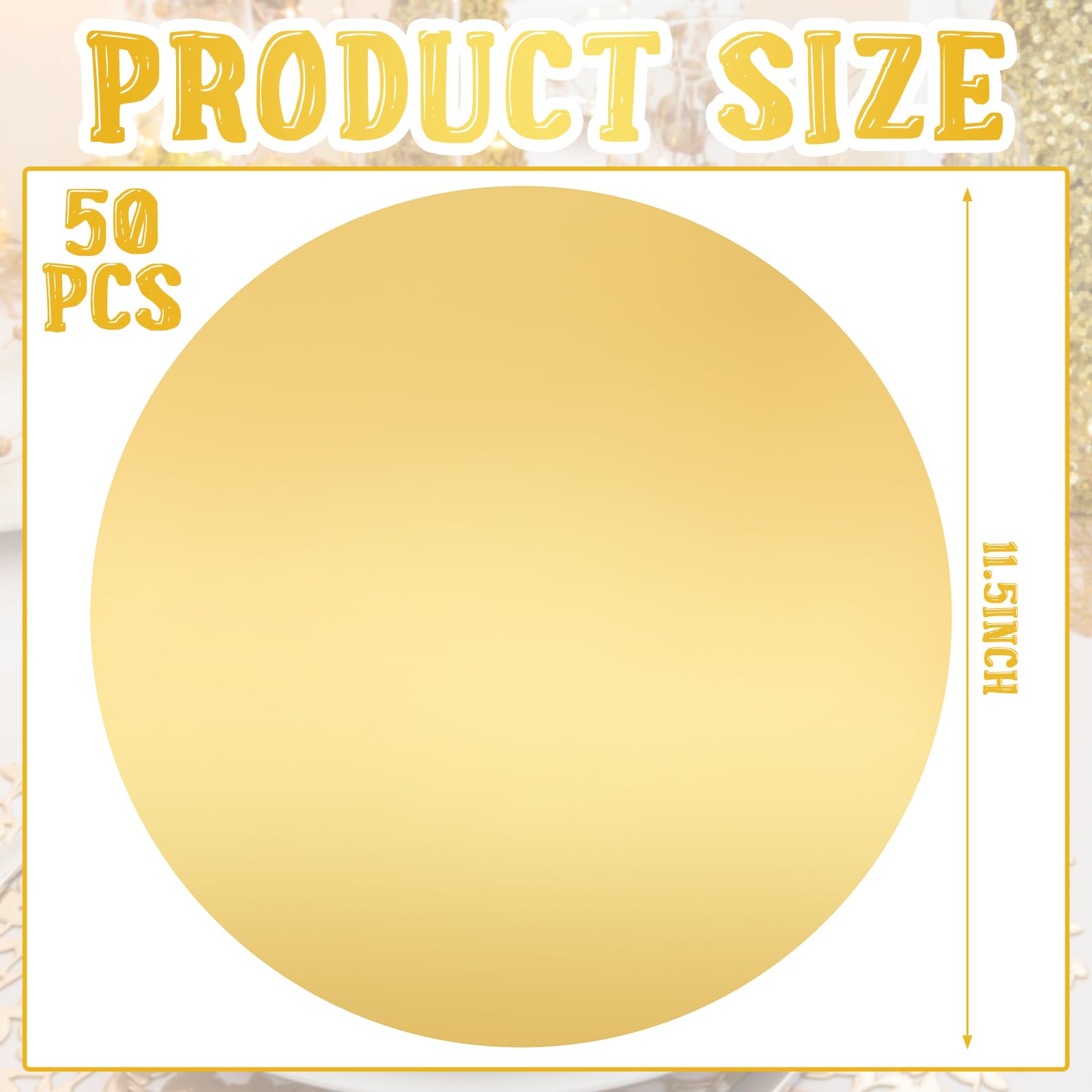 Tioncy gold round placemat used in wedding decor with table sparkle