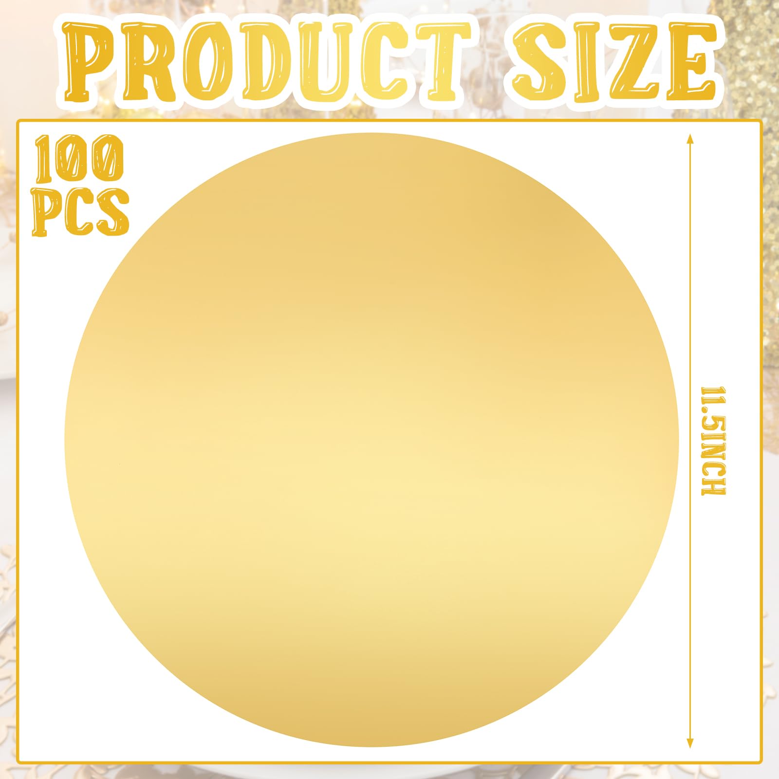 Tioncy gold round placemats on a dining table for weddings.