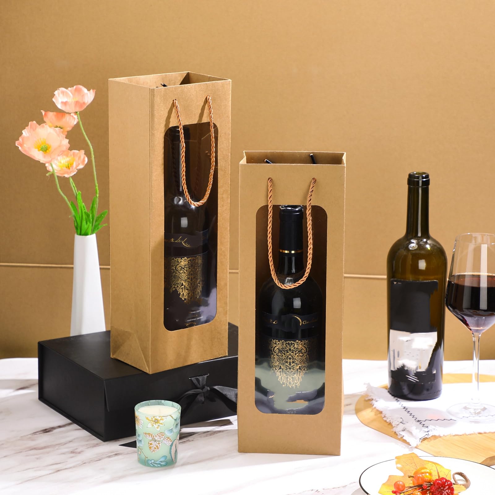Tioncy kraft material wine bags offering durable, reusable protection