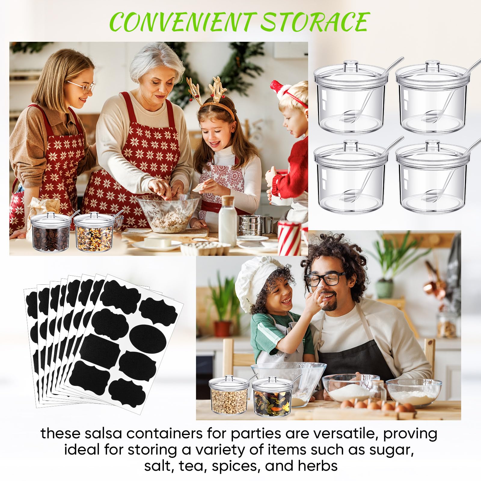 Tioncy multipurpose condiment jars suitable for hot cocoa and ice cream bars