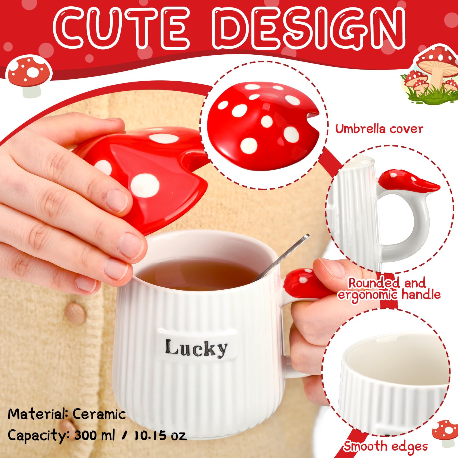 Tioncy mushroom cosmetic bag, durable polyester for organized essentials.
