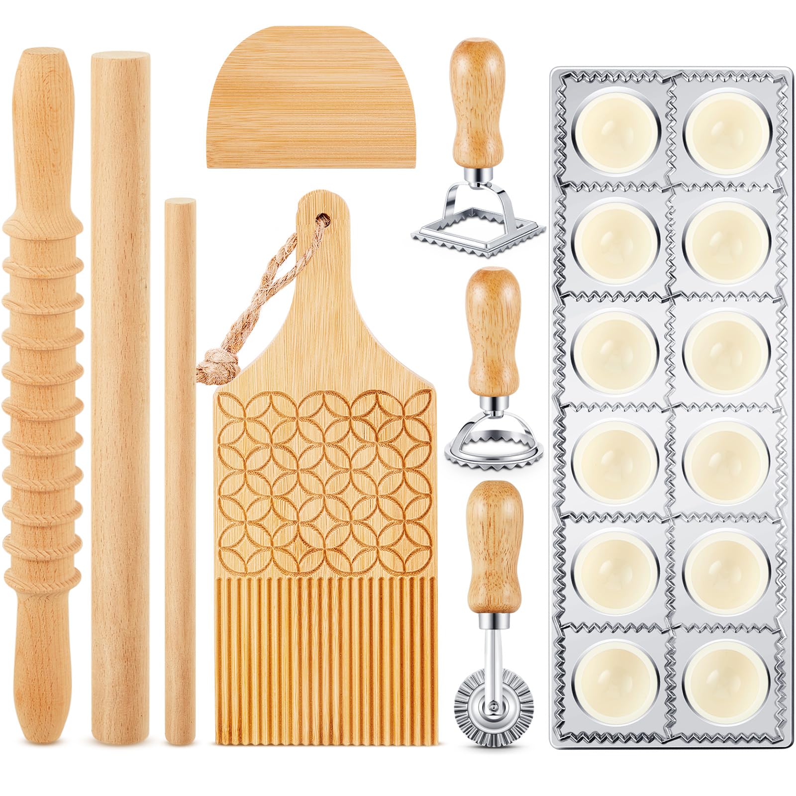 Tioncy ravioli press with 12-hole mold for easy homemade filled pasta.