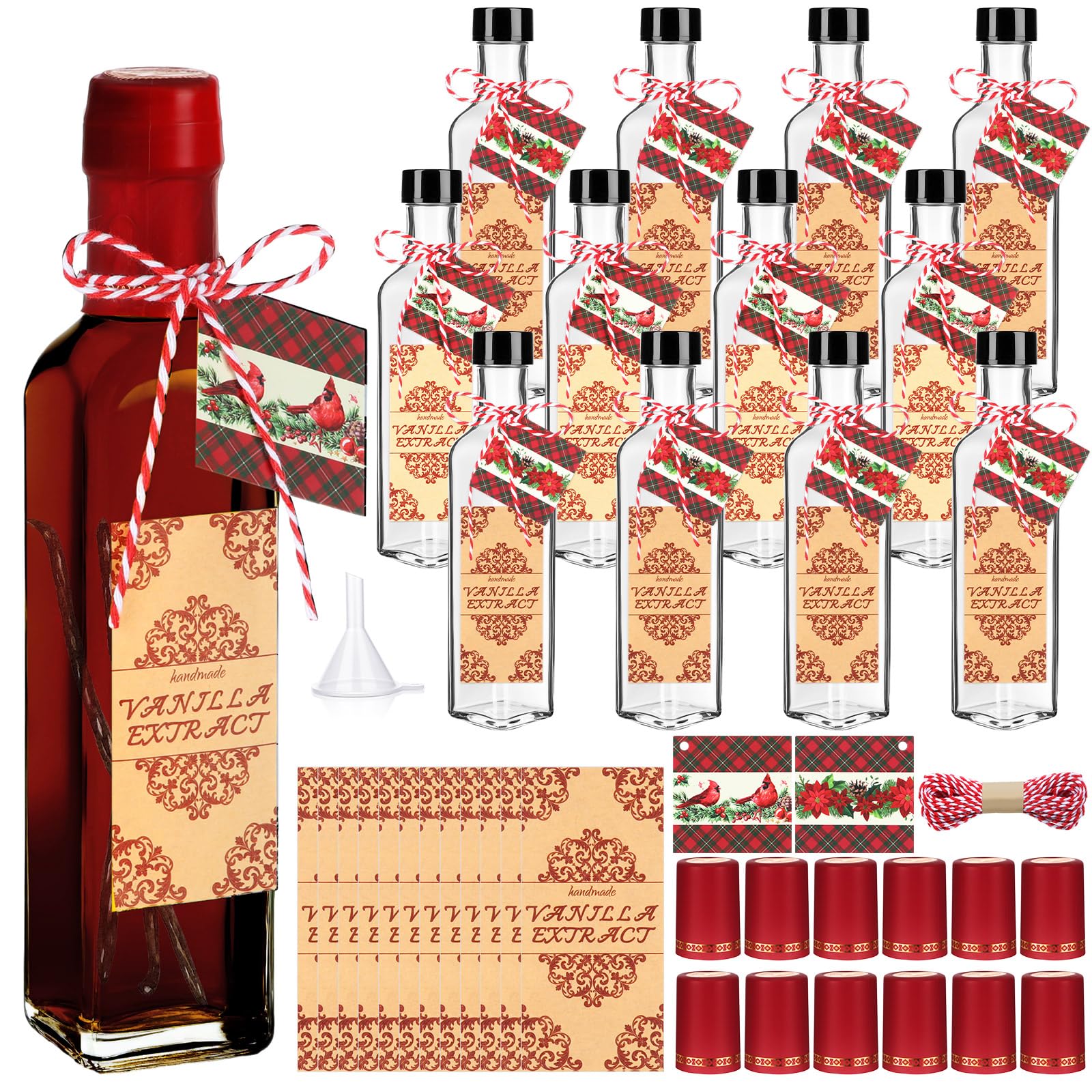 Tioncy vanilla bottle with cap in clear glass, ideal for homemade extracts.