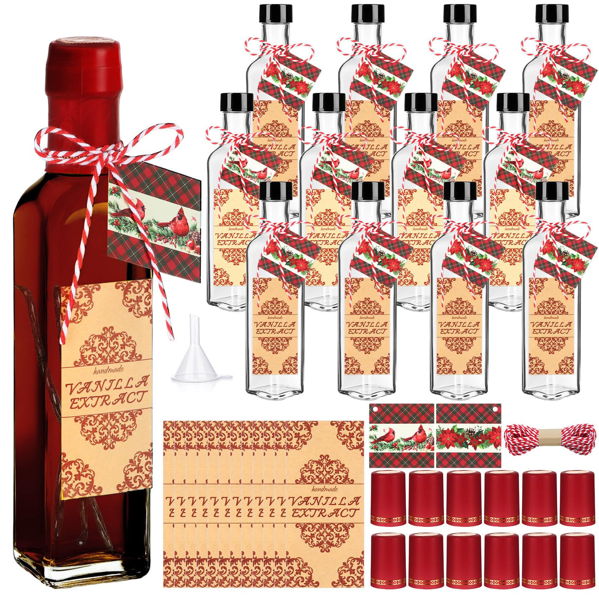 Tioncy vanilla bottle with cap in clear glass, ideal for homemade extracts.