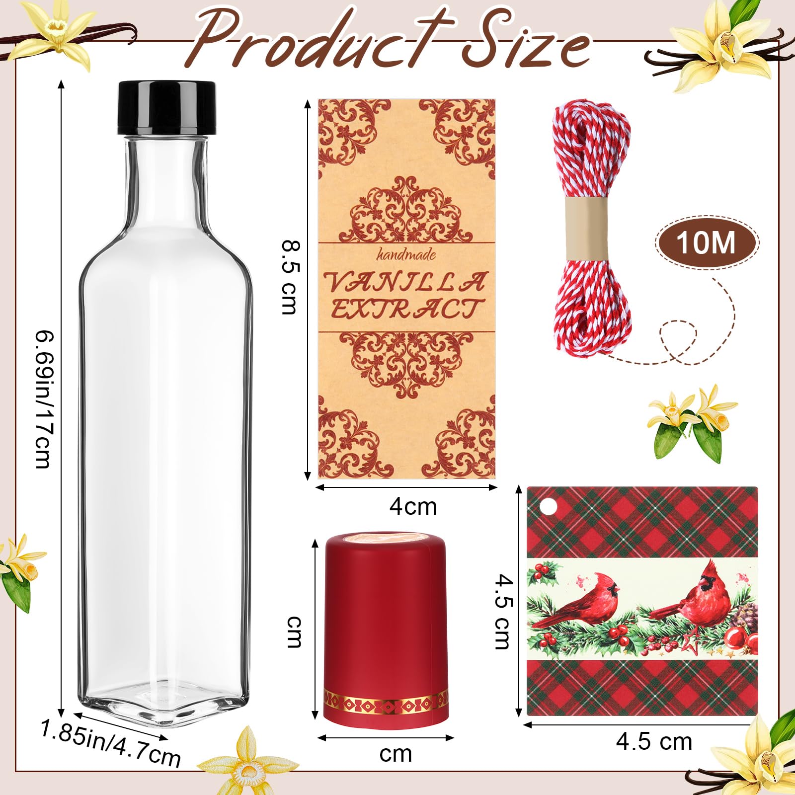 Tioncy vanilla bottle with sticker and hummingbird tag for personalized gifts.
