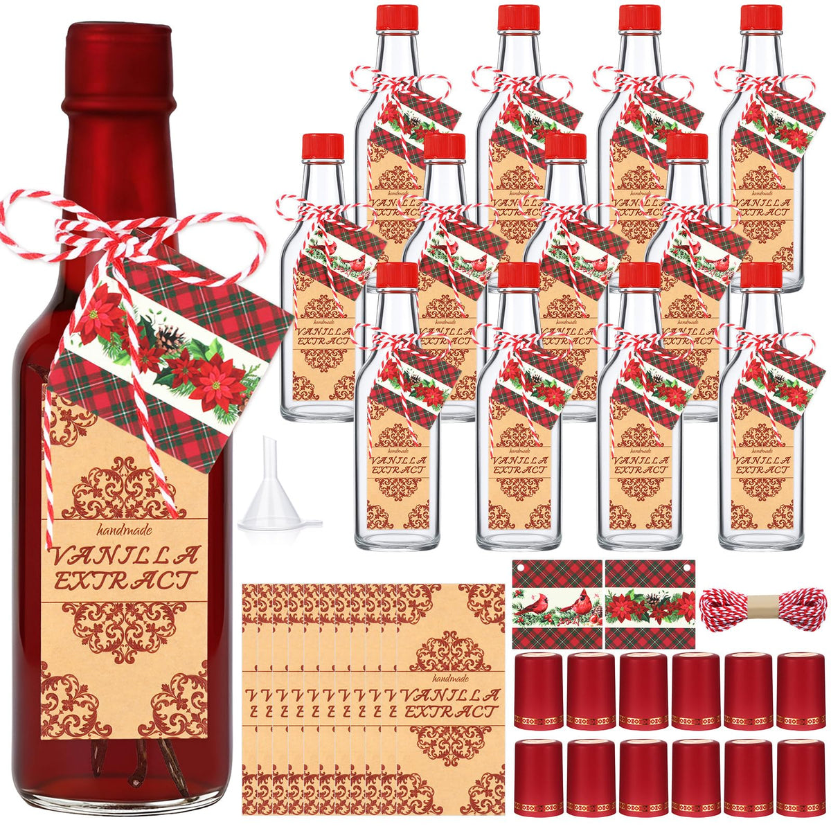 Tioncy vanilla bottles 12-pack in clear glass for homemade extracts and gifts