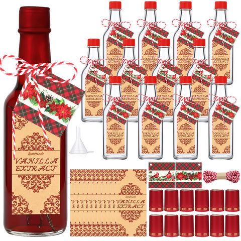 Tioncy vanilla bottles 12-pack in clear glass for homemade extracts and gifts