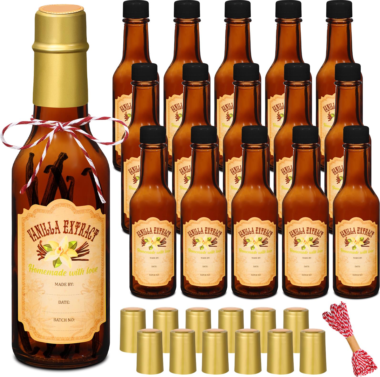 Tioncy vanilla bottles 5oz brown glass ready for homemade extracts.