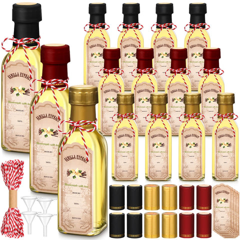 Tioncy vanilla extract bottle with cap, clear square glass for easy content visibility