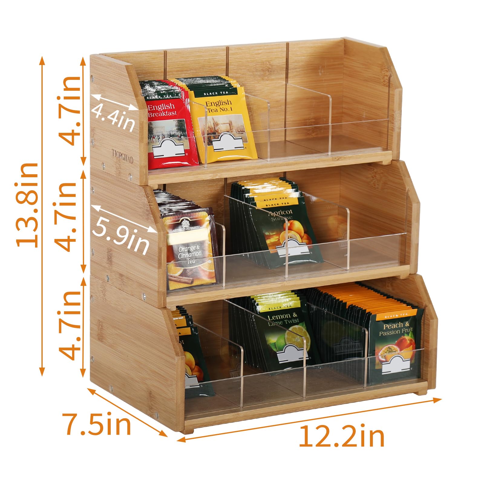 TIOPGHAD bamboo tea bag rack keeps bags neatly organized