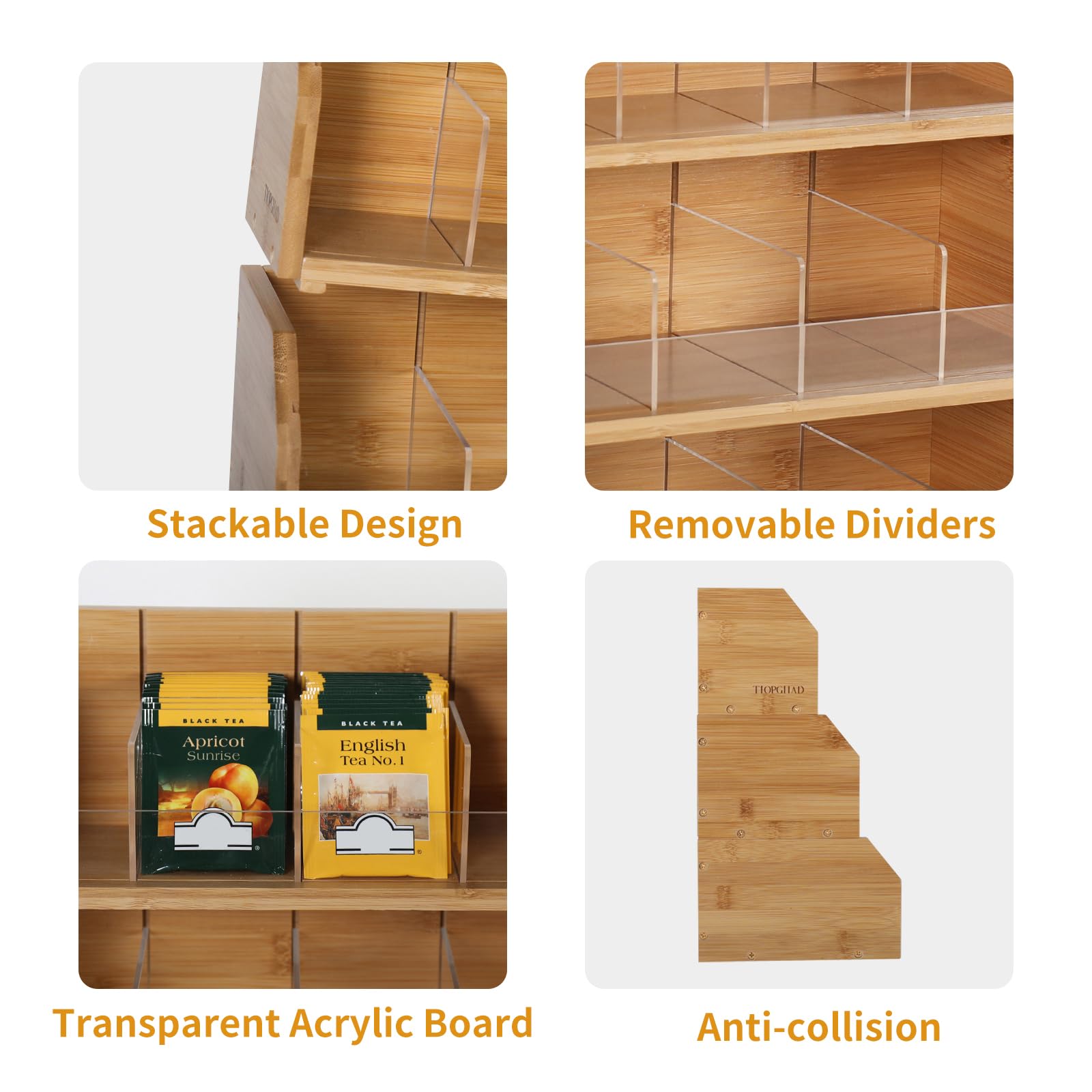 TIOPGHAD space-saving tea organizer perfect for cabinet or counter