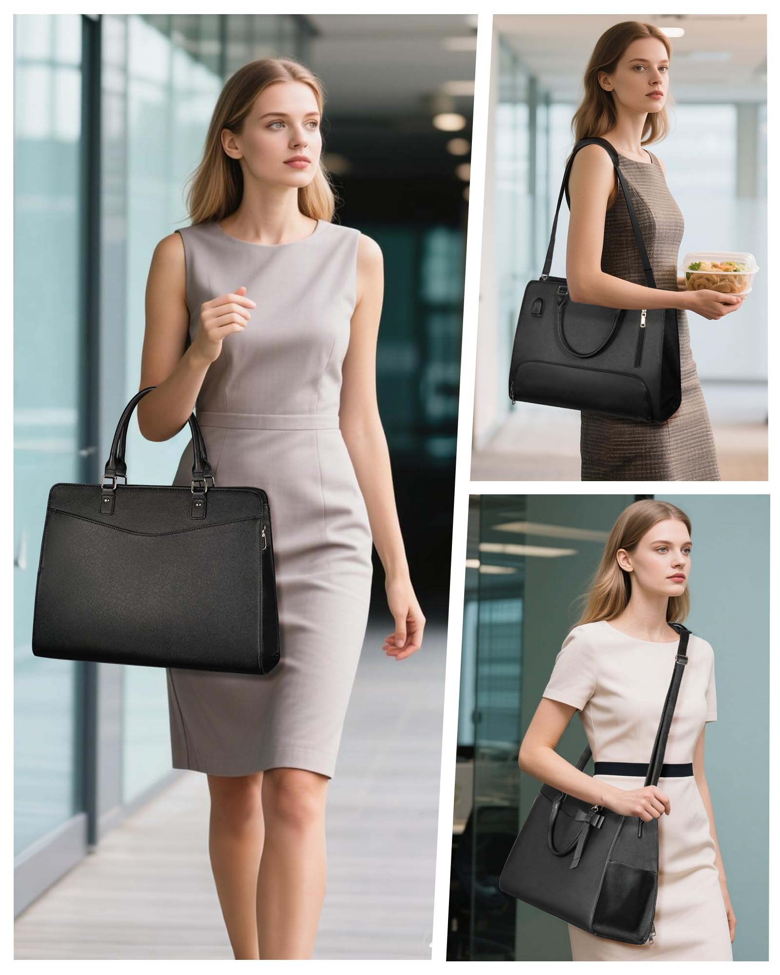 Tiostep tote showcases metal-zippers and rivets for a chic, durable look.
