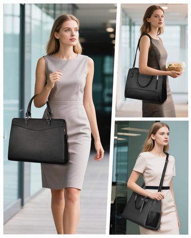 Tiostep tote showcases metal-zippers and rivets for a chic, durable look.
