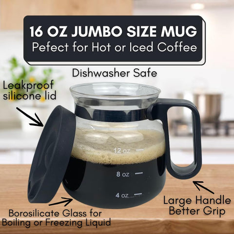 Tipit Mini Mocha glass mug showing borosilicate heat resistance and clarity.