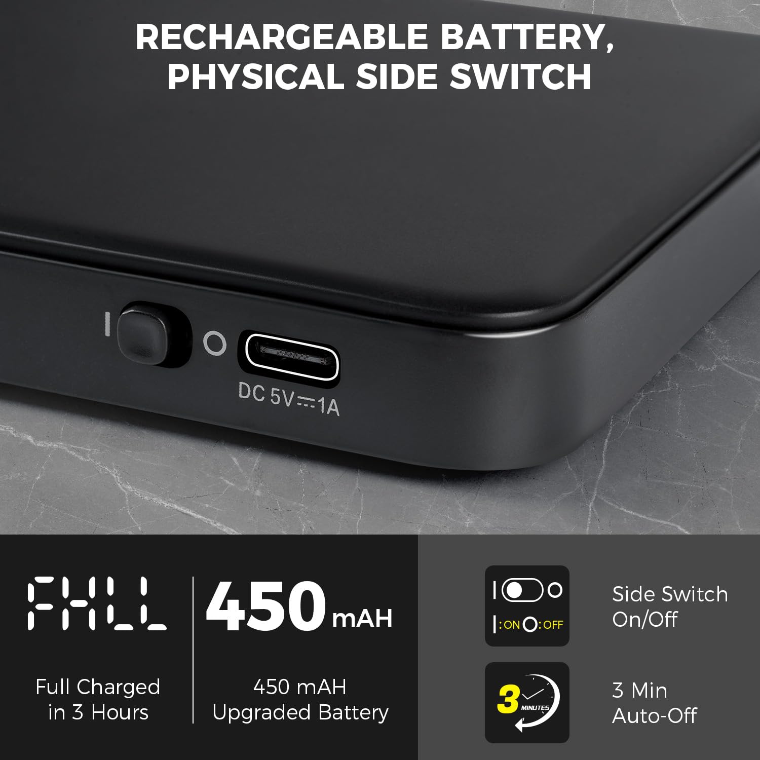 Tipre Mini Espresso Scale mute mode button for silent timing.