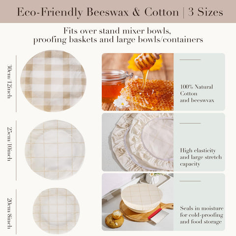 Tirphy beeswax bowl cover fits a 10-inch bowl for flexible, reusable kitchen coverage