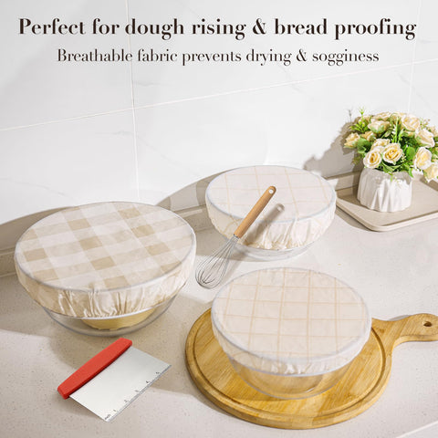 Tirphy beeswax bowl cover on a 12-inch bowl preserves moisture while proofing