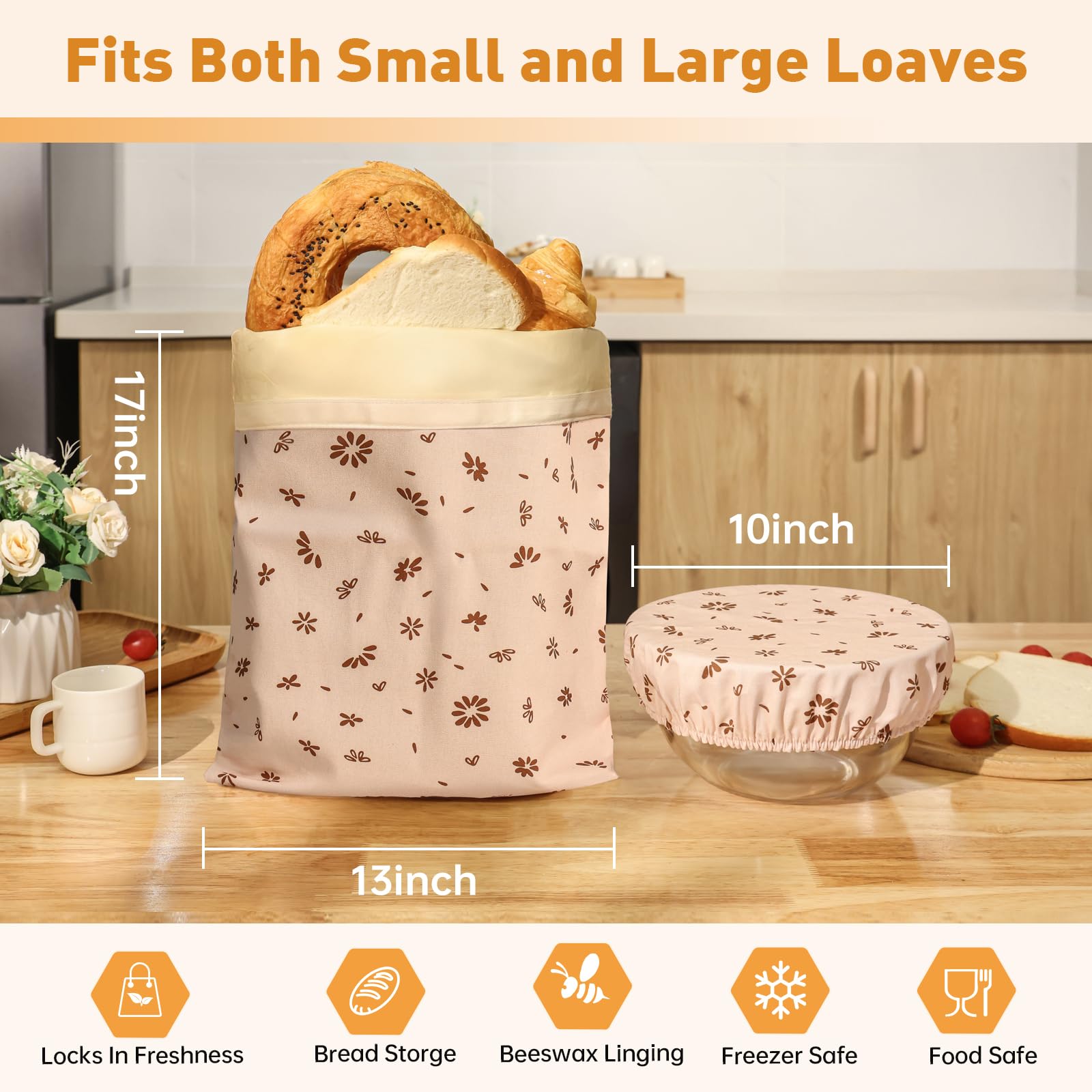 Tirphy large sourdough boules bag fits big loaves and multiple rolls.