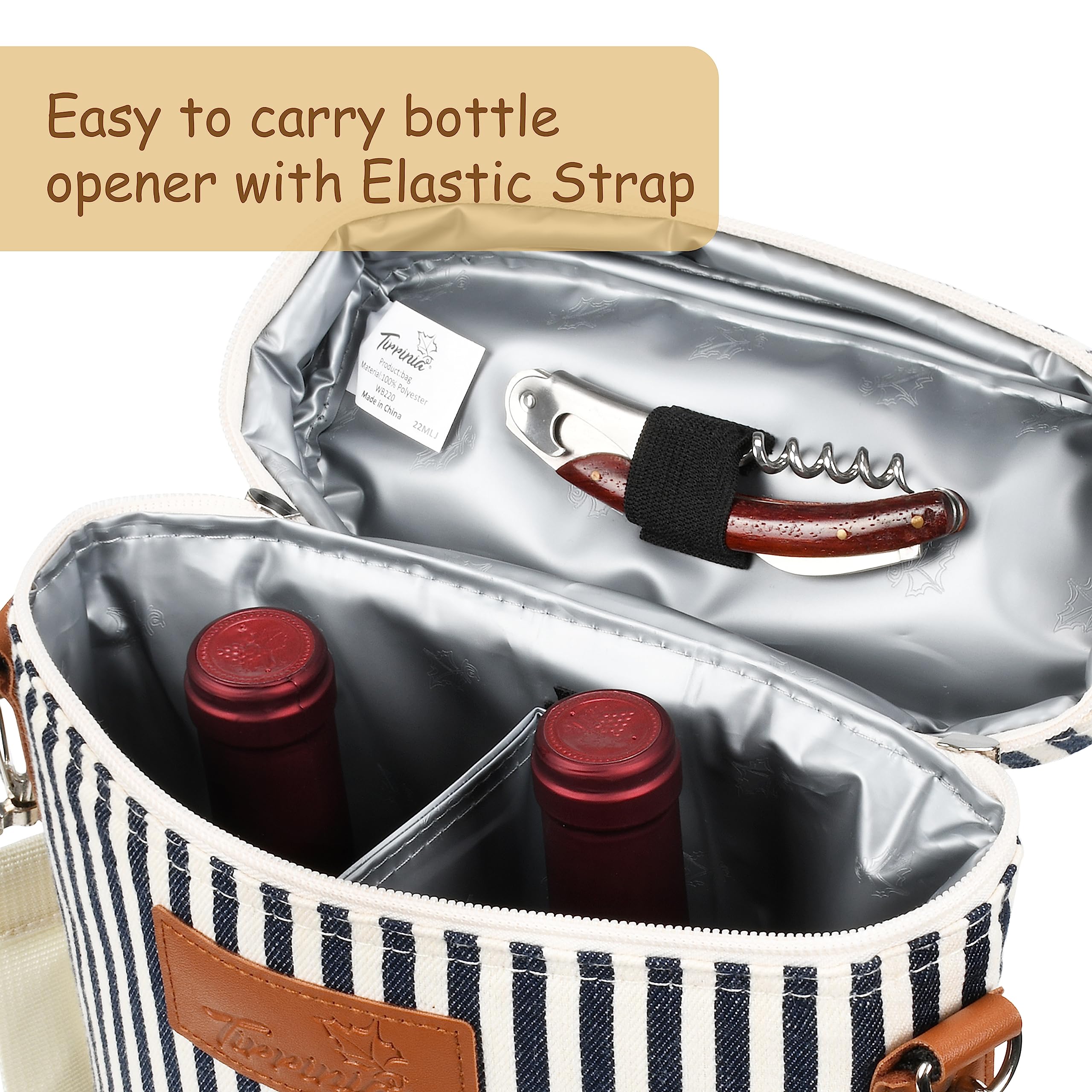Tirrinia adjustable shoulder strap offers comfortable carrying for picnics tastings or BYOB nights.