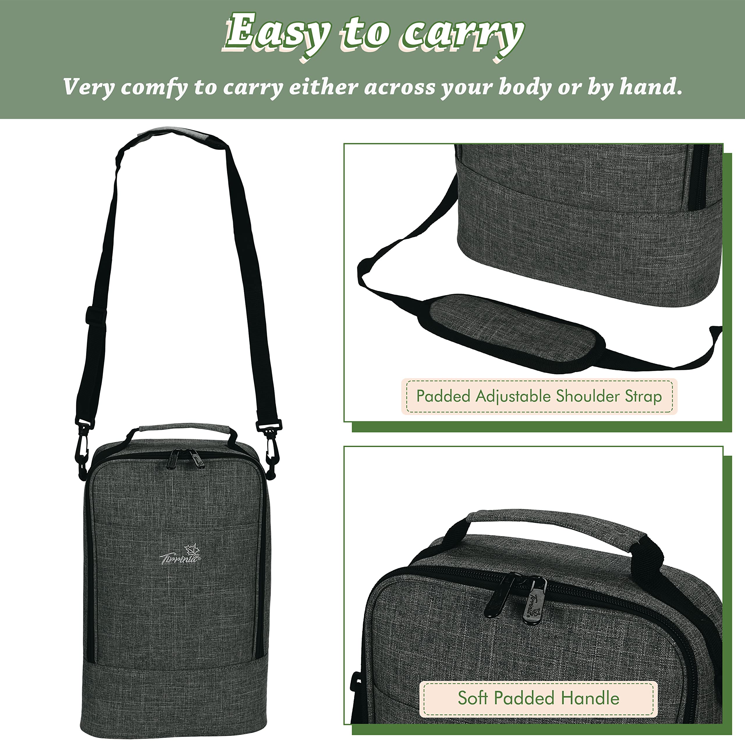 Tirrinia insulated interior with padding guards bottles during travel and outings