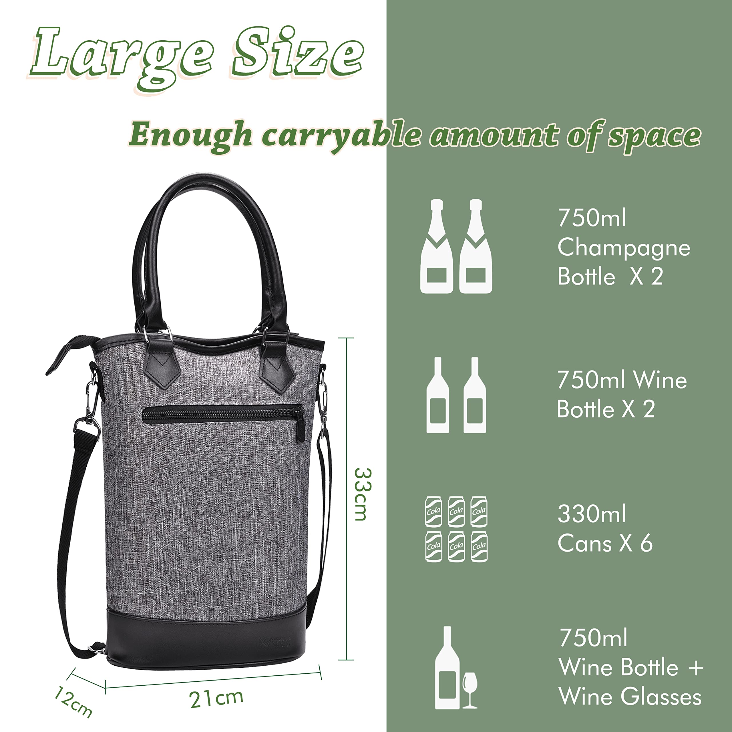 Tirrinia interior divider protecting two bottles during travel