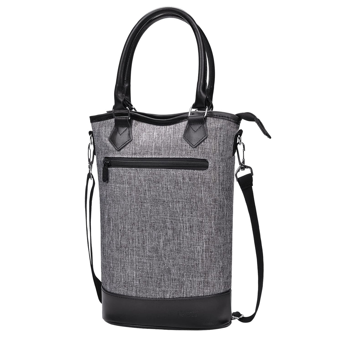 Tirrinia insulated wine tote side view for safe two-bottle transport