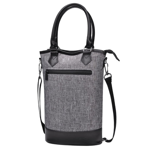 Tirrinia insulated wine tote side view for safe two-bottle transport