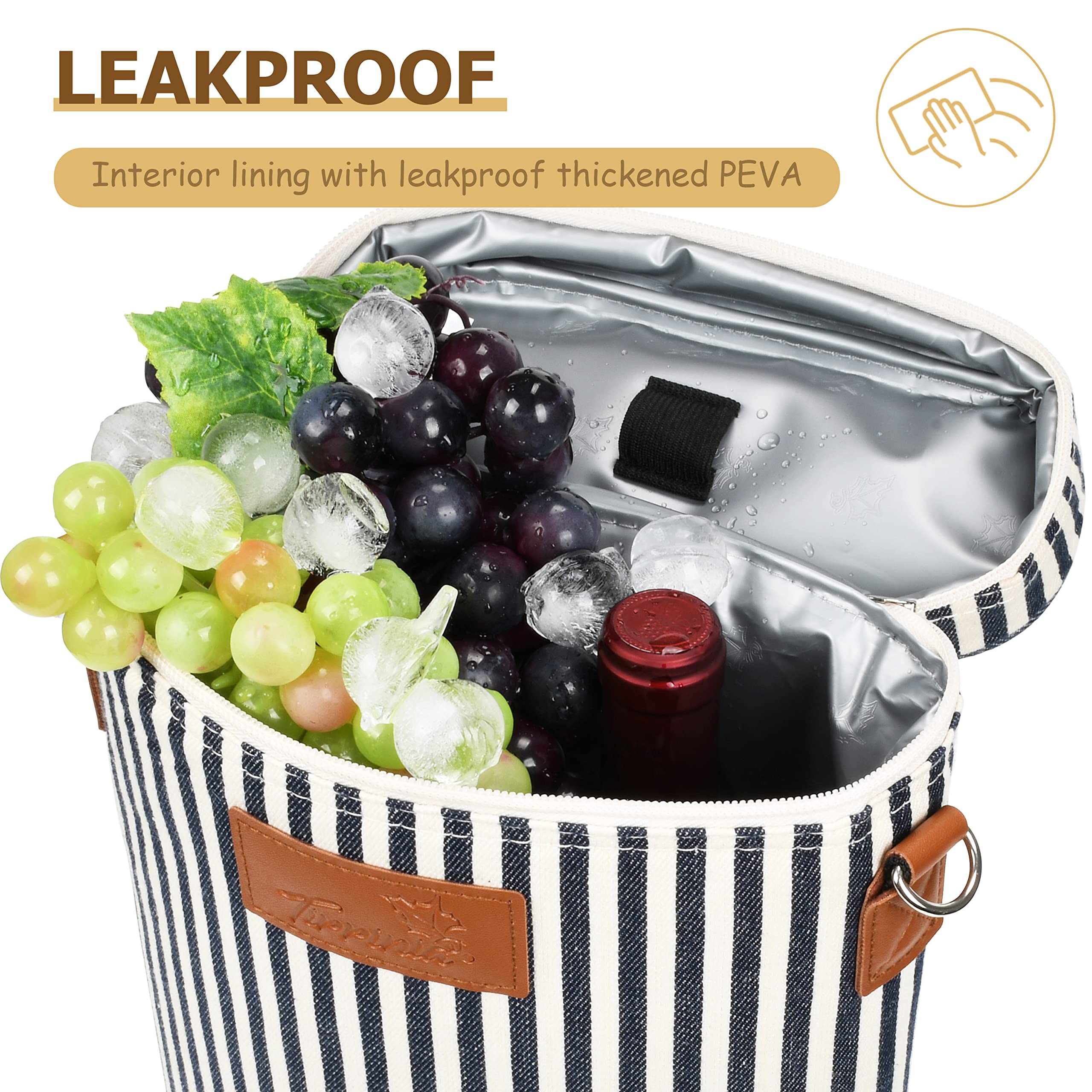 Tirrinia interior padded divider protects bottles during transport and prevents clinking.