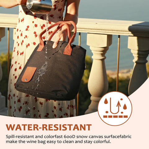 Tirrinia leakproof insulated wine carrier protects drinks on travel and outdoor dinners.
