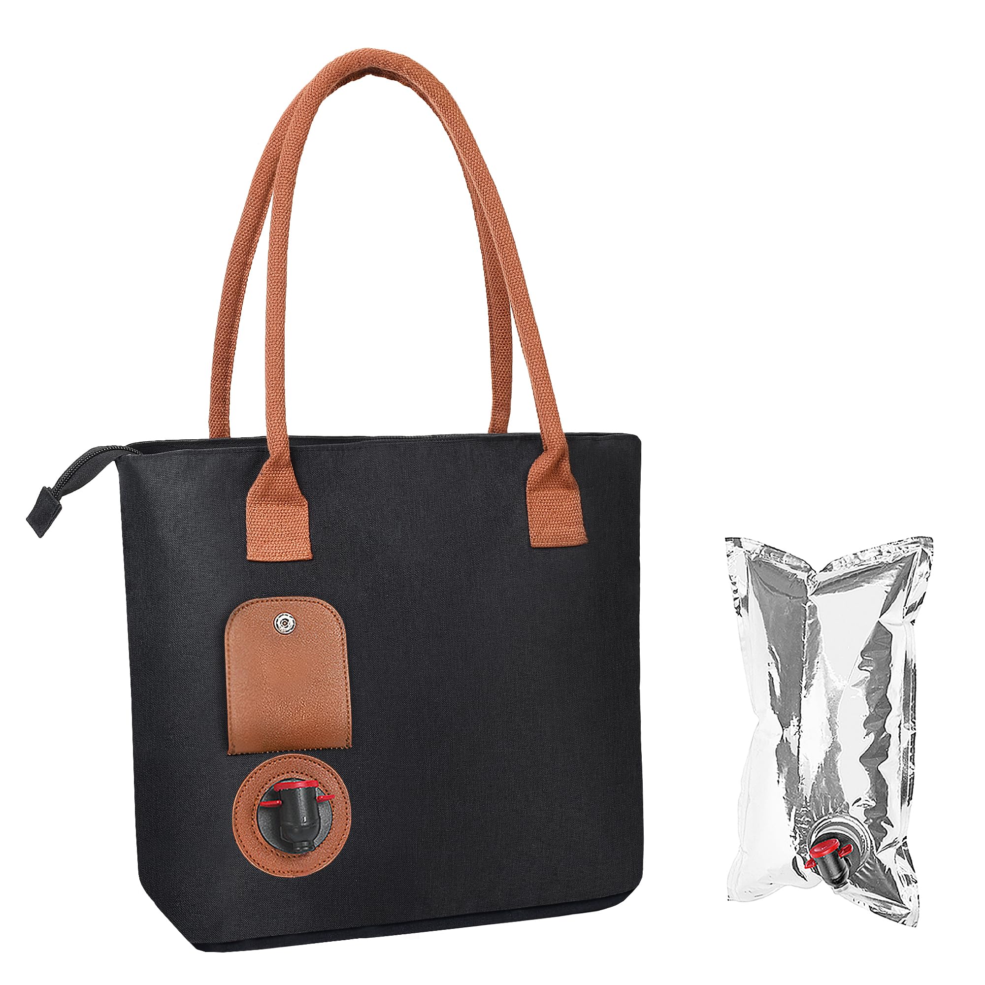 Tirrinia wine tote bag with hidden dispenser for convenient BYOB picnics.