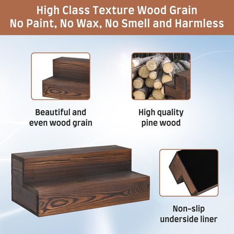 TIRYIUOU wooden bar bottle shelf closeup shows natural grain texture.