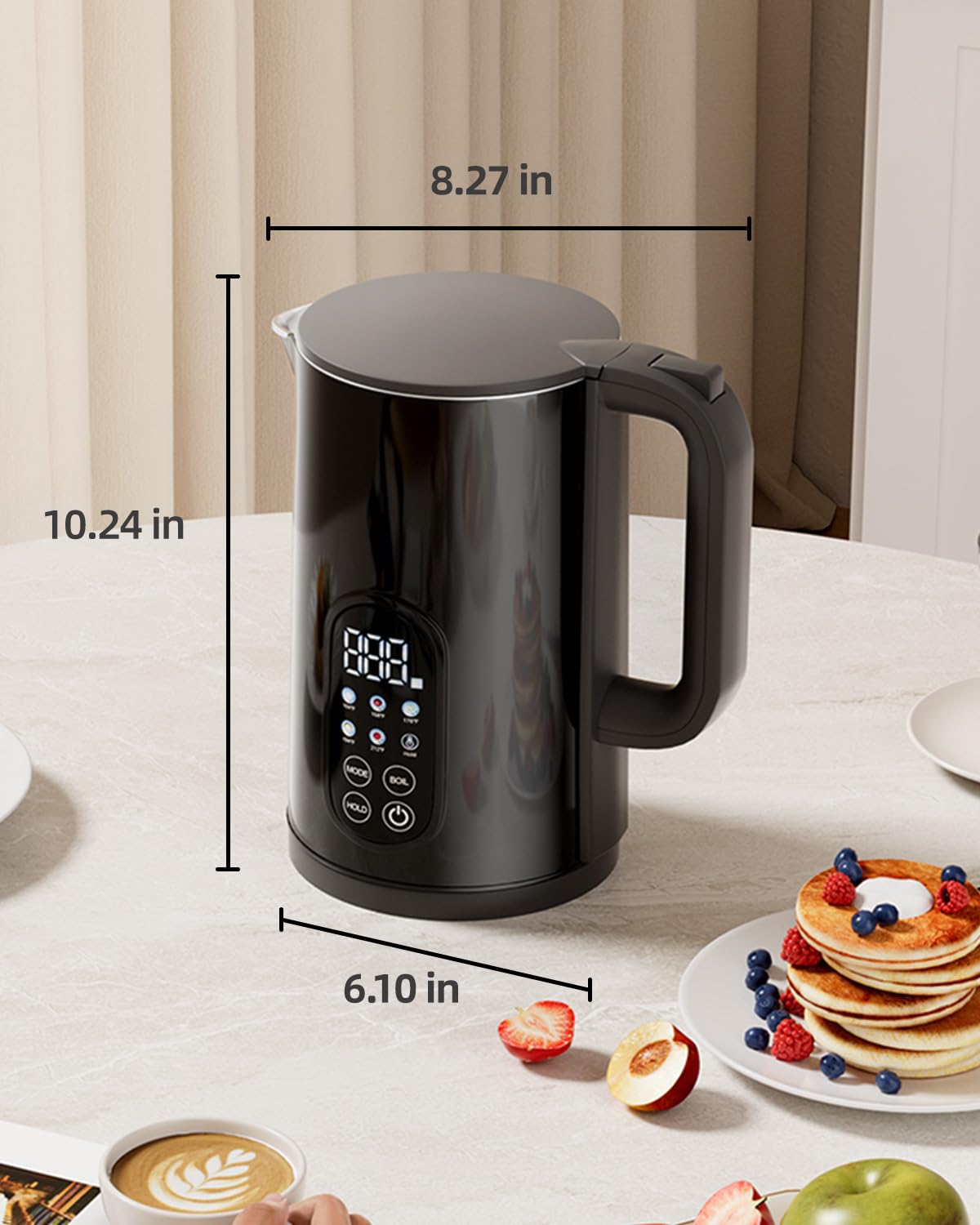 Tisanio PrecisionTemp Kettle keeps beverage warm for two hours.