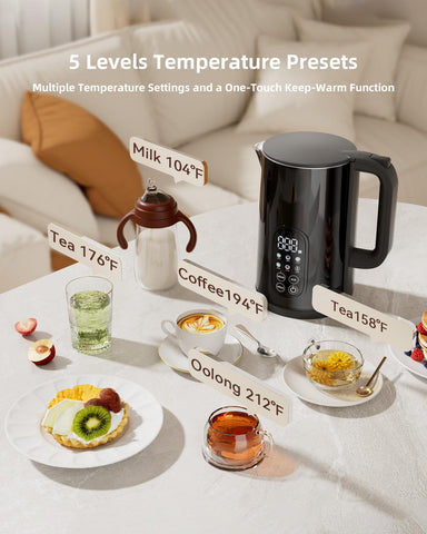 Tisanio PrecisionTemp Kettle interior shows 304 stainless steel for pure taste.