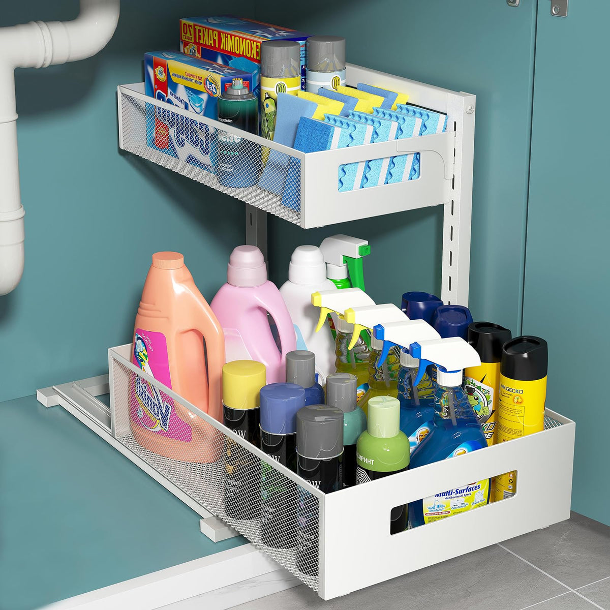 TISTAYA pull-out under-sink organizer with dual-direction drawer for easy reach