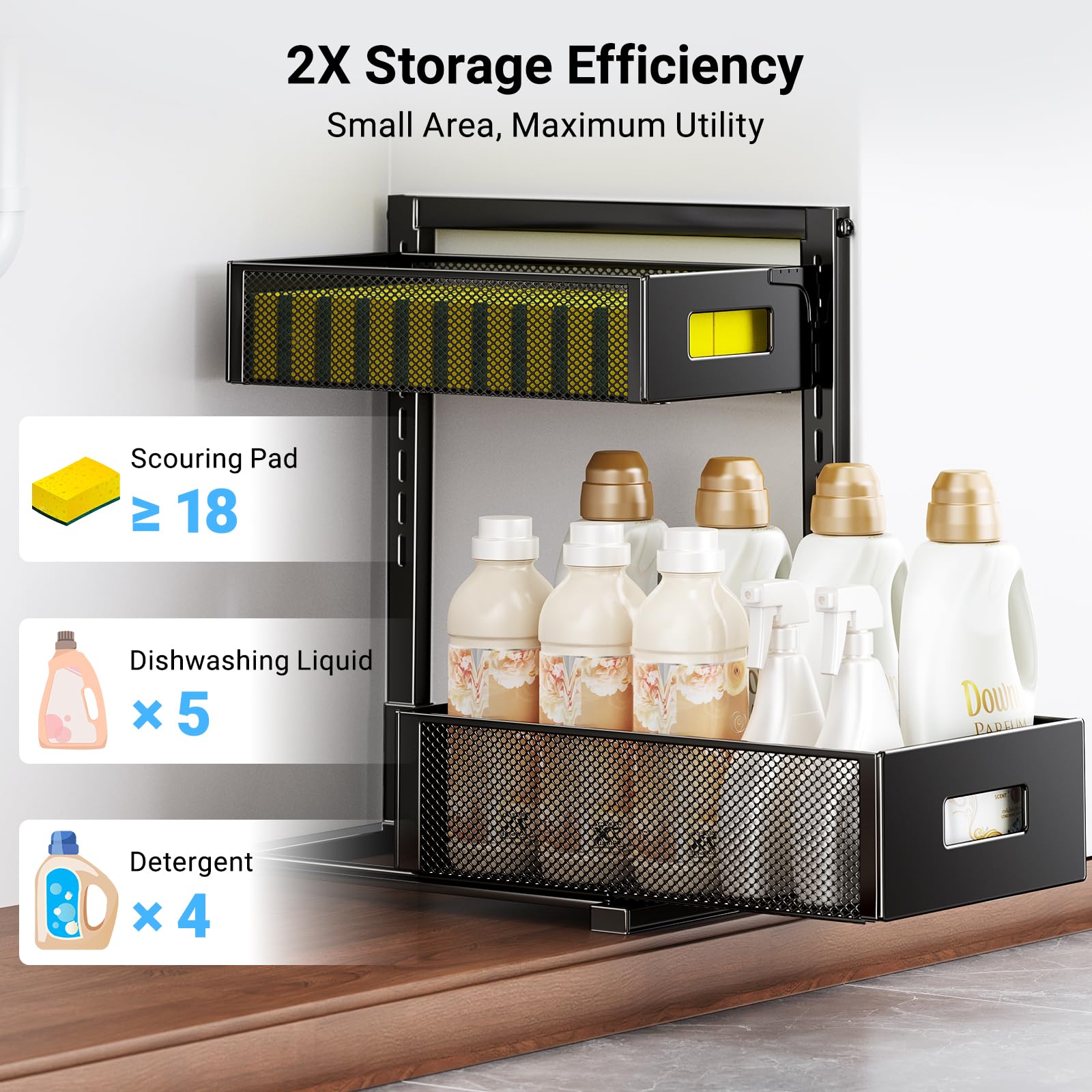 TISTAYA bathroom-storage use demonstrates multipurpose organization beyond under-sink spaces.