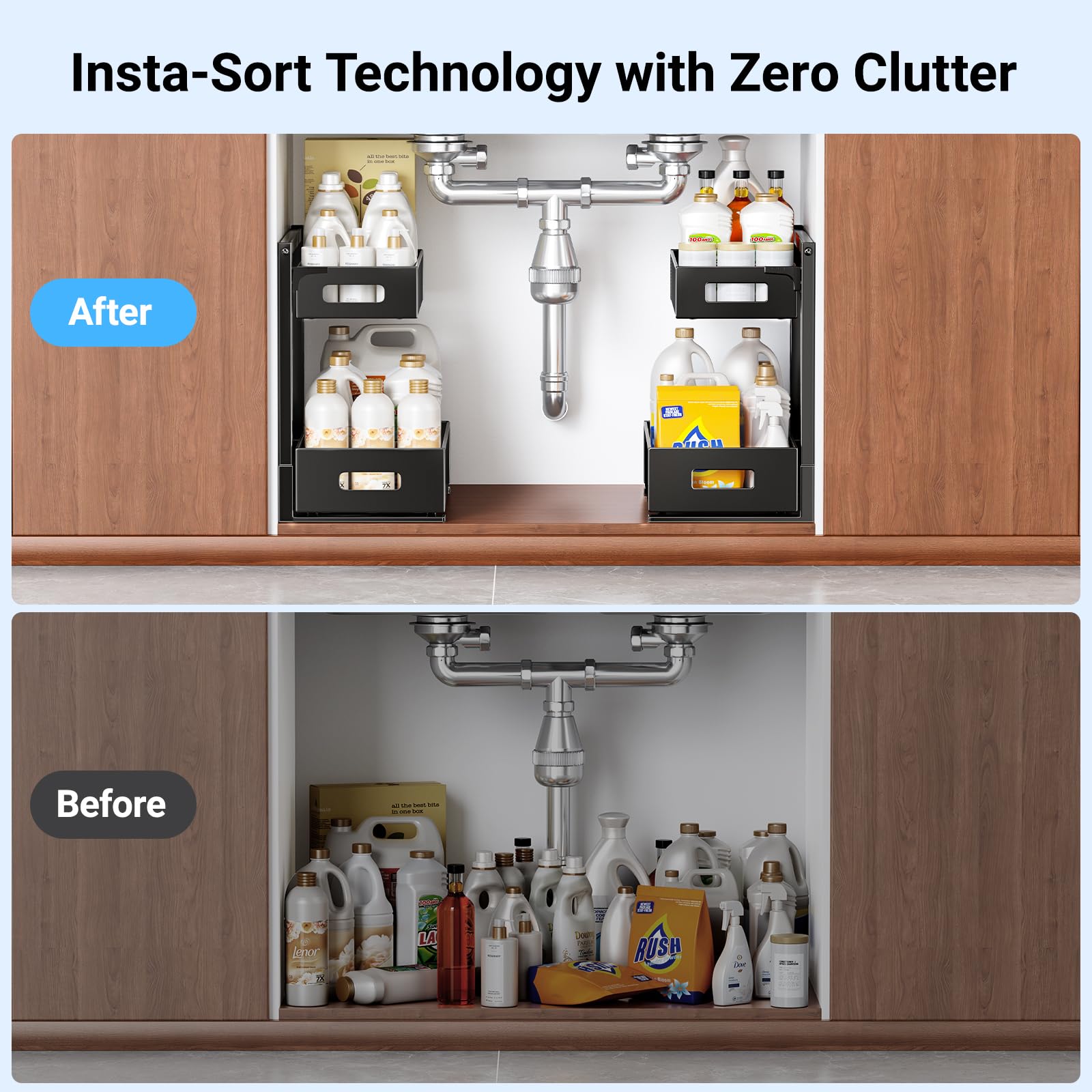 TISTAYA kitchen-storage scenario shows bottles and spices neatly organized.