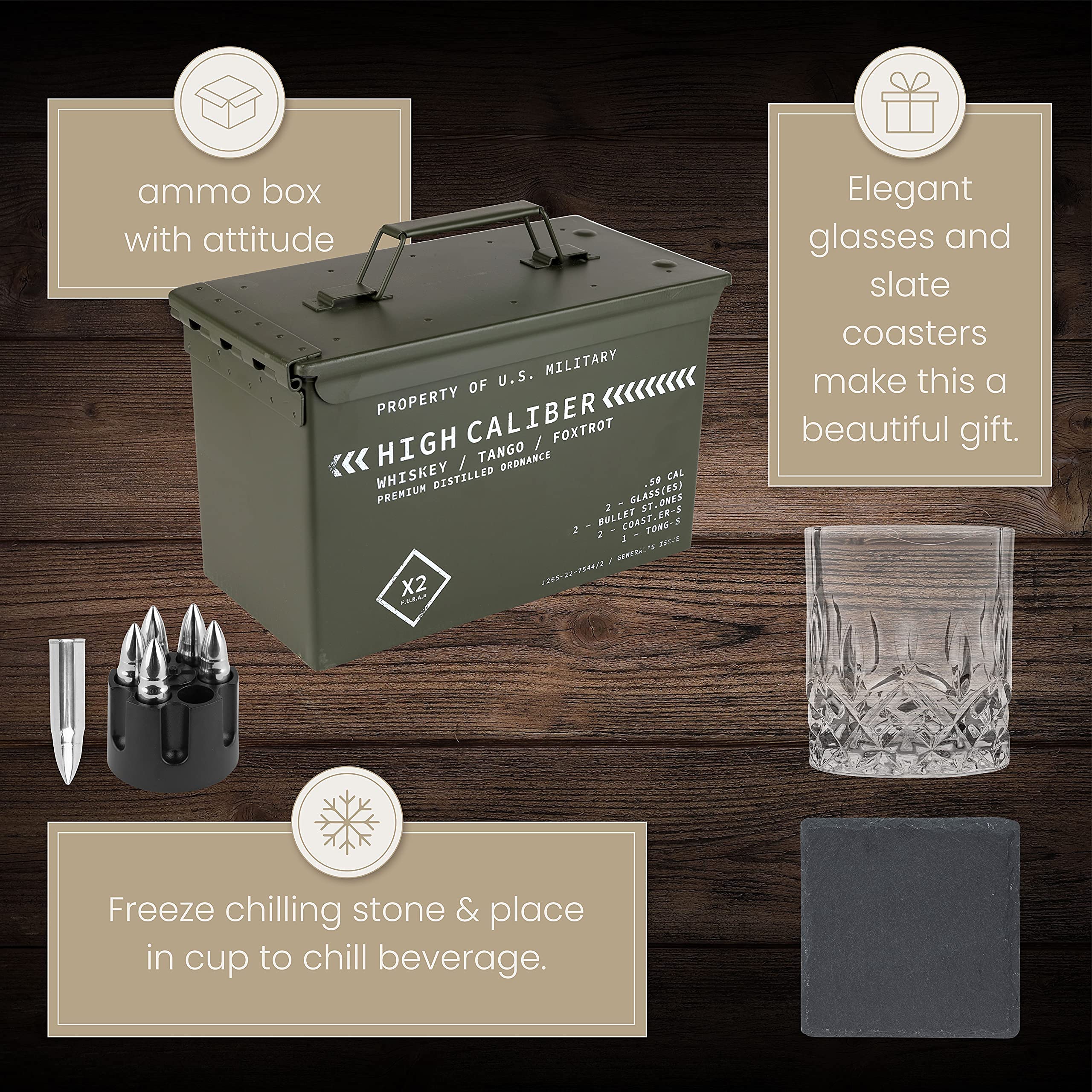 Titan LSO heavy slate coasters protect surfaces under glassware