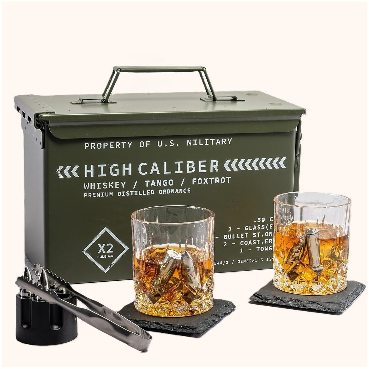 Titan LSO tactical box whiskey set with glasses and stones for gifting