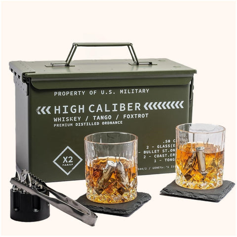 Titan LSO tactical box whiskey set with glasses and stones for gifting