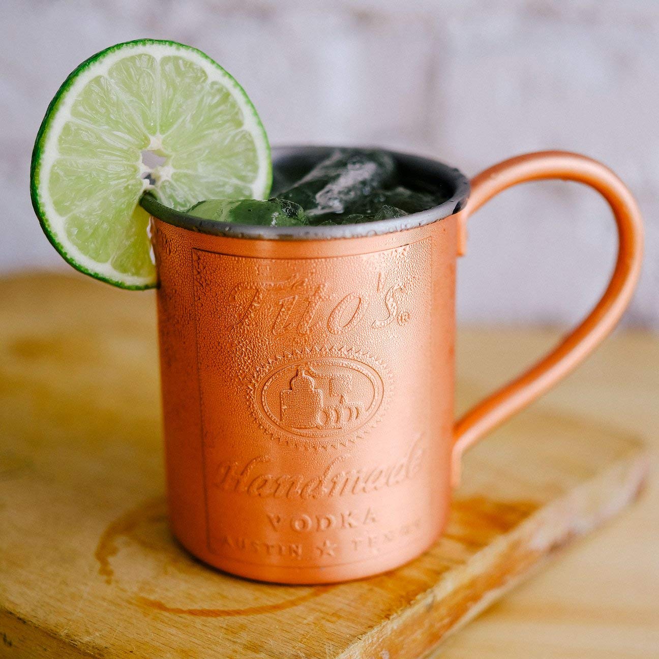 Tito's copper mule mug interior with stainless steel liner, preserves flavor and ease of cleaning