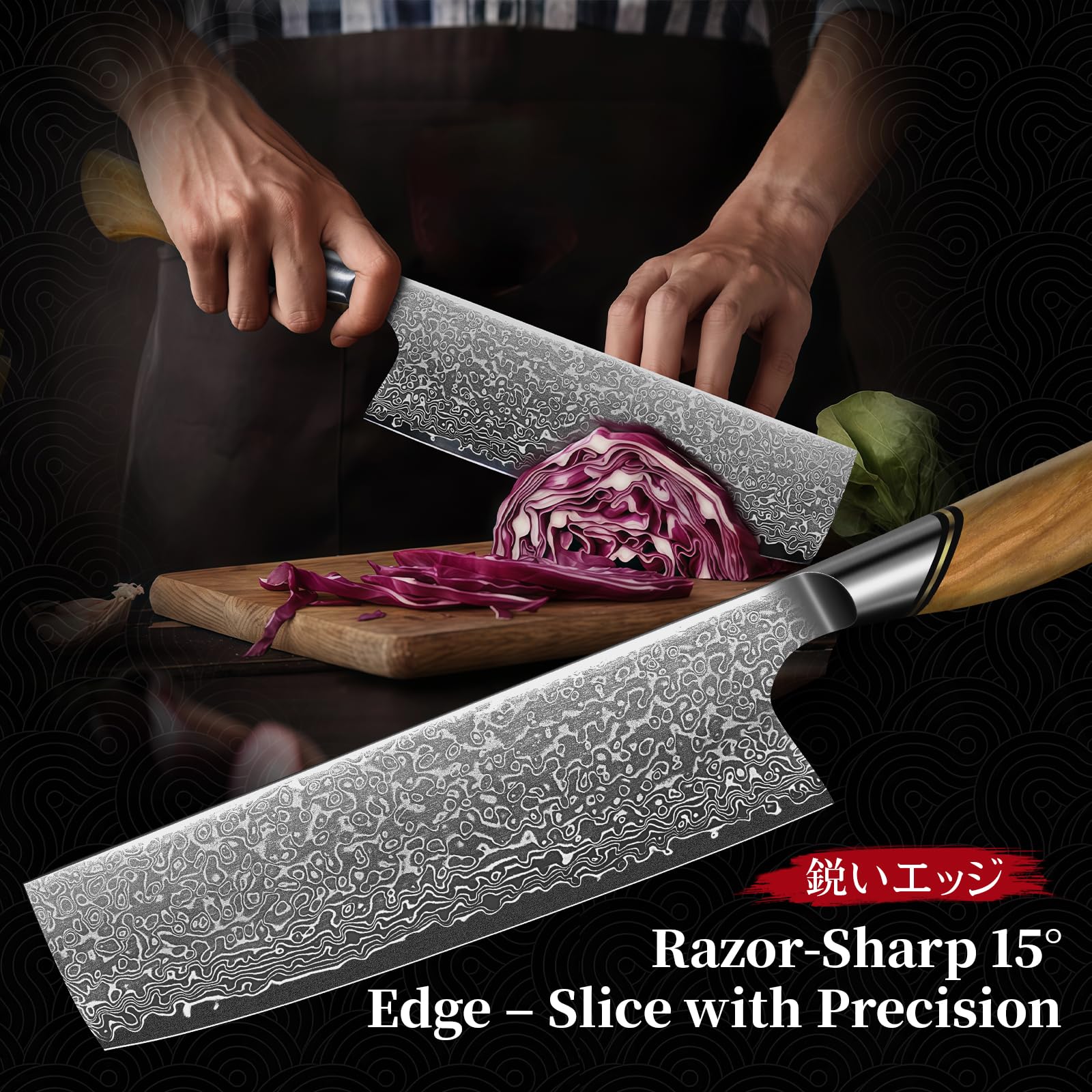 TIVOLI Nakiri in action slicing vegetables with smooth precision