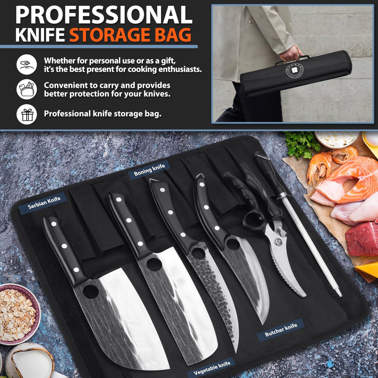 TIVOLI fillet knife high-carbon steel, razor-sharp edge for clean fish fillets.