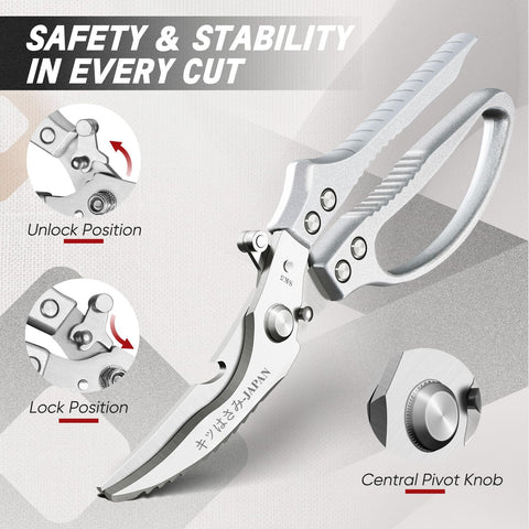 TIVOLI kitchen scissors set silver blade detail highlights durability and precision.