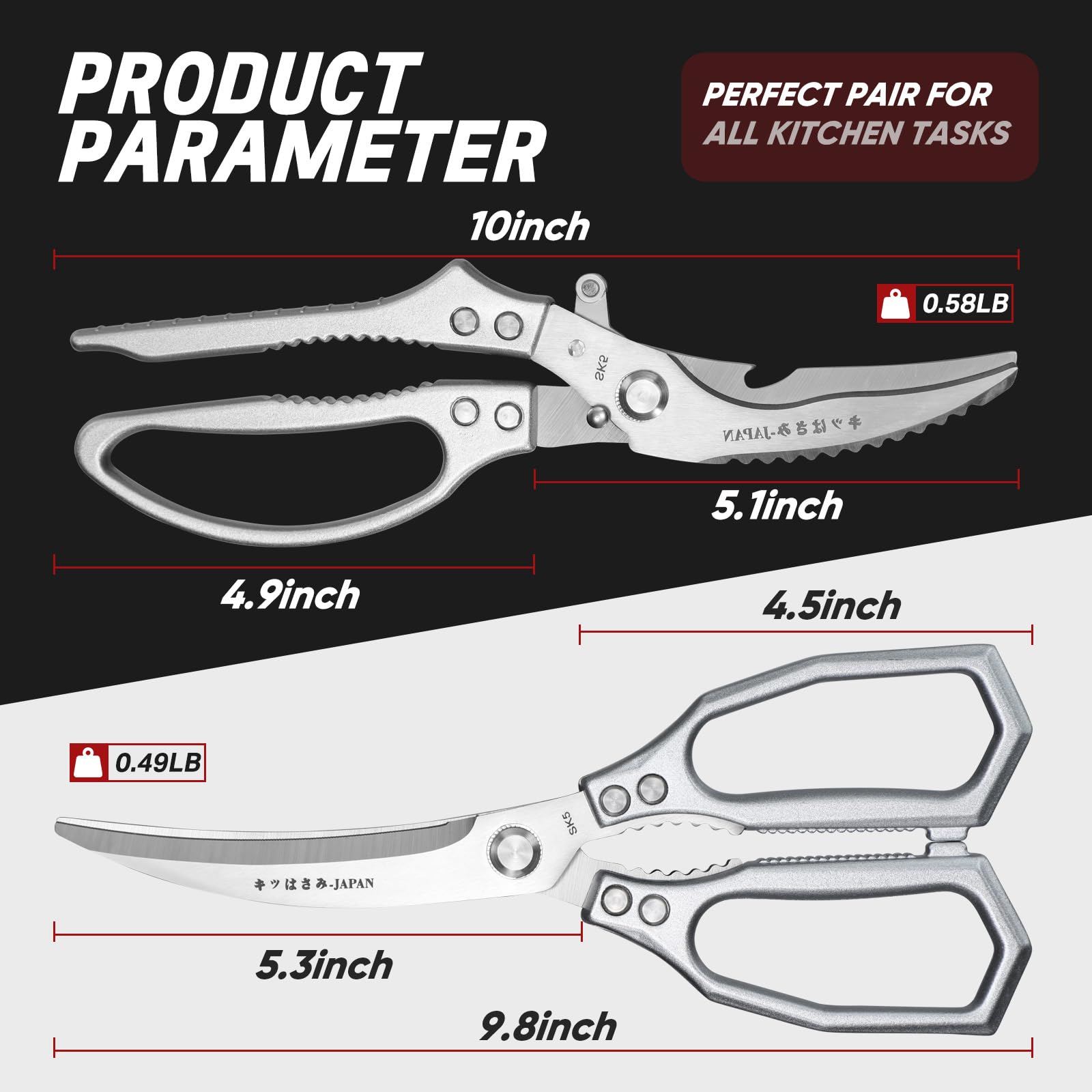 TIVOLI scissors set silver ergonomic handles improve comfort during long meal prep.