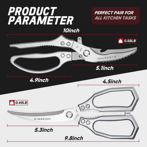 TIVOLI scissors set silver ergonomic handles improve comfort during long meal prep.