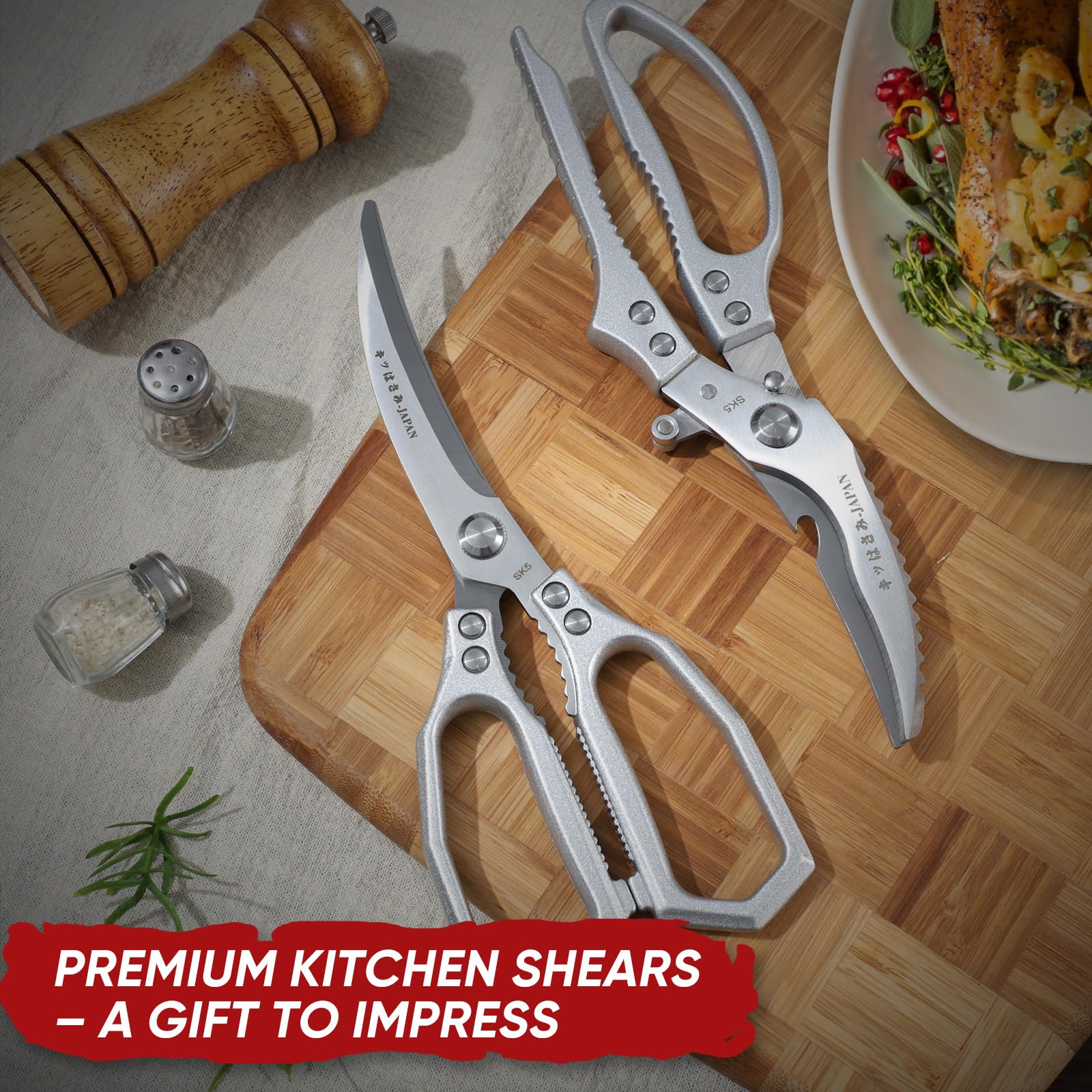 TIVOLI gift-ready scissors set silver ideal for holidays or home cooks.