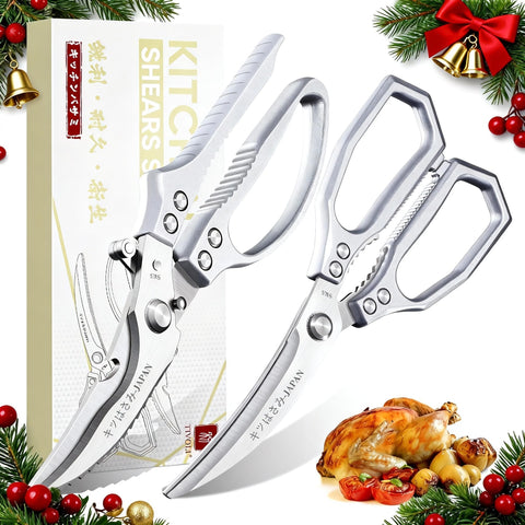 TIVOLI kitchen scissors set silver focused on poultry prep for clean cuts and bone handling.