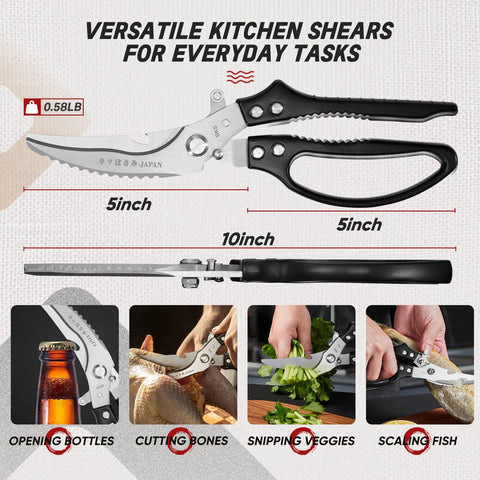 TIVOLI poultry shears black bottle opener feature for multitasking.