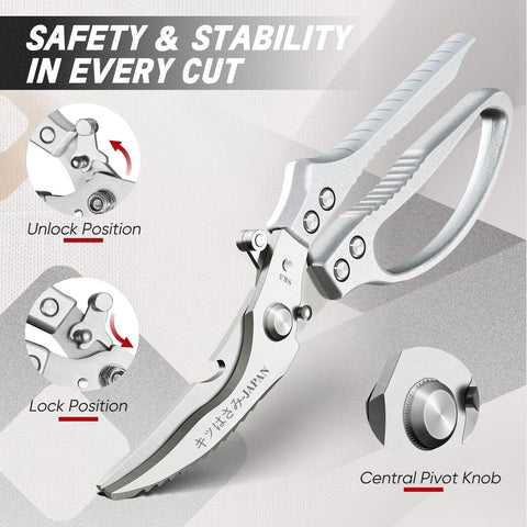 TIVOLI Poultry Shears built-in bottle opener for quick kitchen tasks.