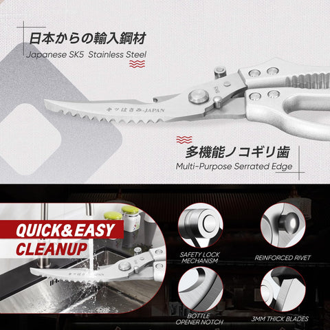 TIVOLI Poultry Shears non-slip handle for secure grip in wet kitchens.